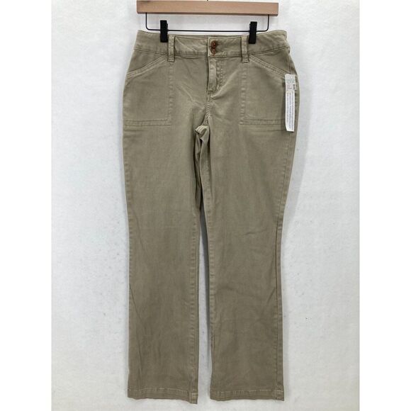 Maurices Chino Pants Women's 6 Short Slim Fit Bootcut Khaki Beige Stretch Casual - Picture 1 of 15